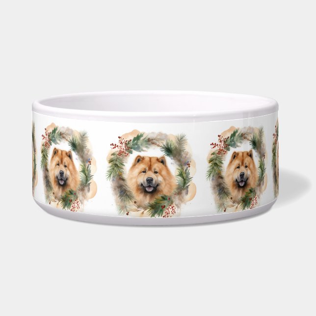 Écuelle chow chow Christmas Wreath Festive Pup (Devant)