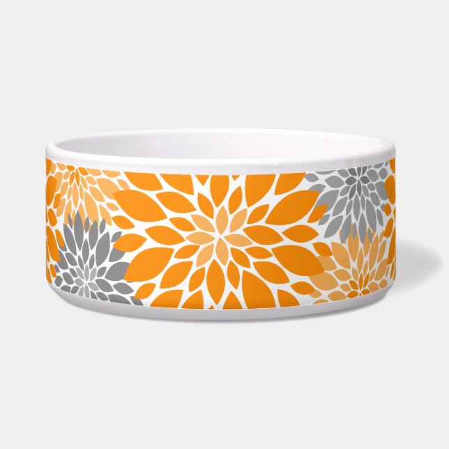 Écuelle Chrysanthèmes orange et gris Motif floral (Devant)