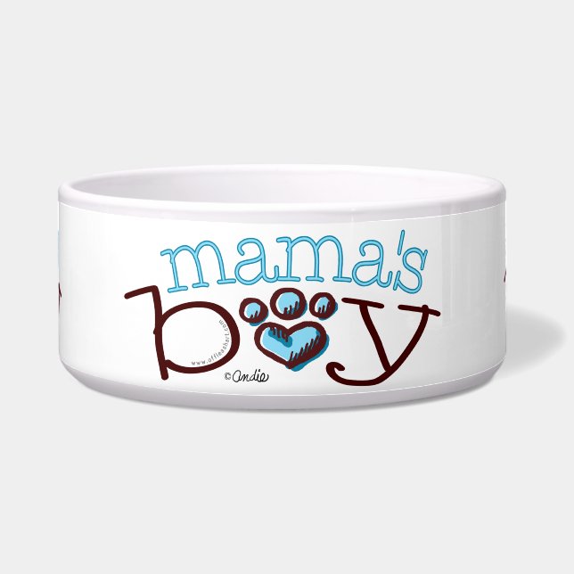 Écuelle Coeur Empreinte de patte bleu garçon de maman (Devant)
