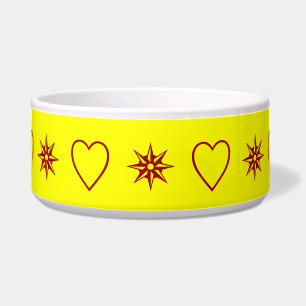 Écuelle coeur rouge et étoiles sur jaune