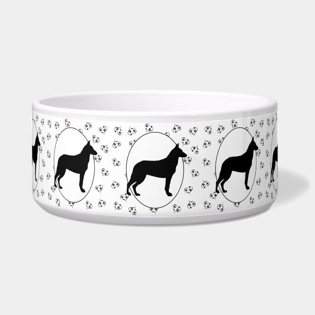 Écuelle Coeurs et empreintes malinois (Devant)