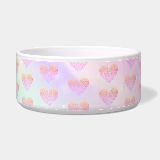 Écuelle Coeurs étincelants roses sur la licorne Rainbow Pe (Devant)