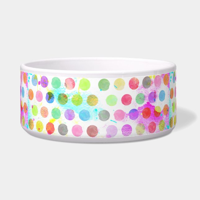 Écuelle coloré éclaboussures d'aquarelle pois (Devant)