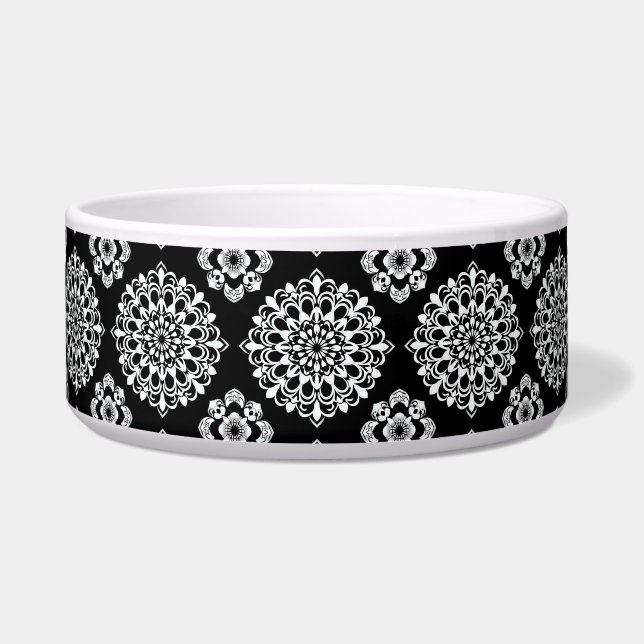Écuelle Conception de mandala noir et blanc (Devant)