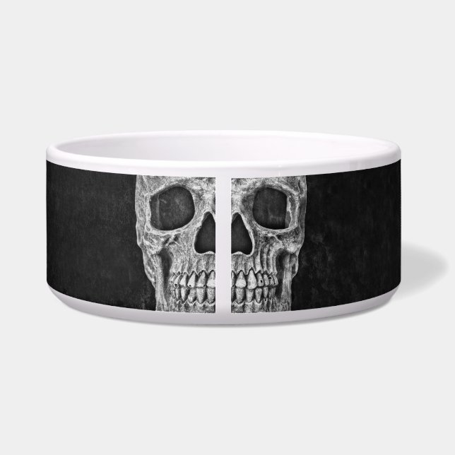 Écuelle Cool Gothique Moitié Crâne noir et blanc Grunge (Dos)