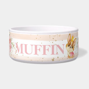 Écuelle Corgi Dog, Rose floral rose blanc chic