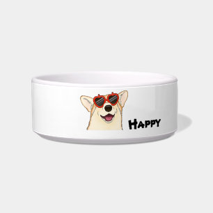 Écuelle Corgi mignon portant des lunettes de soleil
