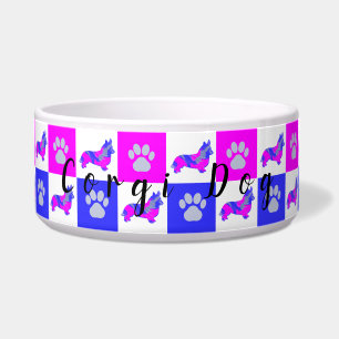 Écuelle Corgi Welsh Dog & Paw Hot Pink et Blue Pet Pet Pet