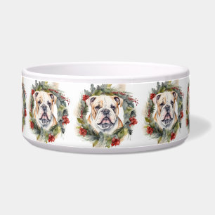 Écuelle Couronne de Noël Bulldog Chien de fête