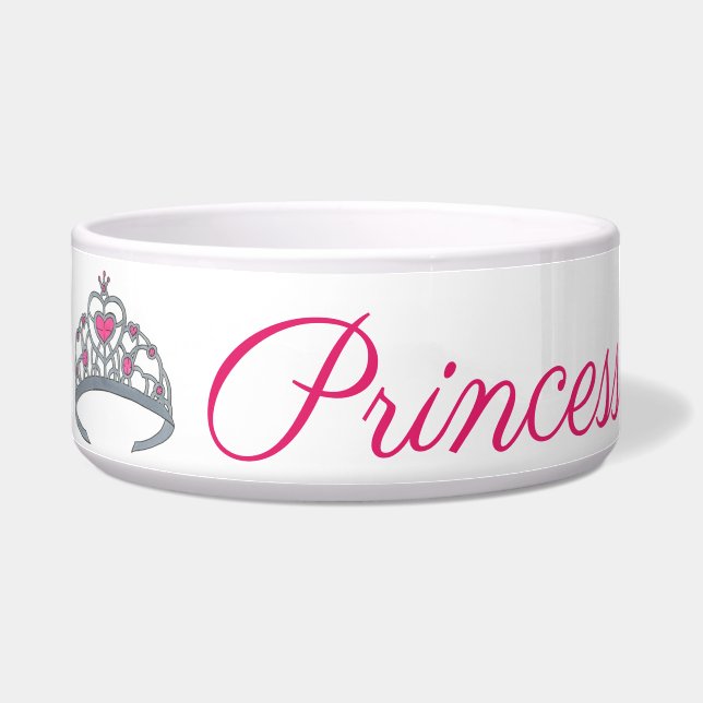 Écuelle Couronne Royale de Princesse Chien Rose Argent (Gauche)