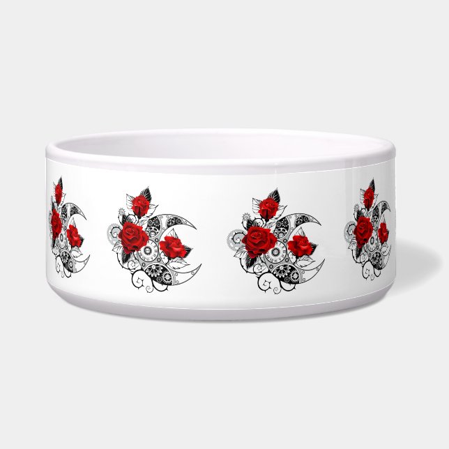 Écuelle Croissant mécanique avec roses rouges (Devant)