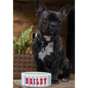 Écuelle Cuisine Bleu Blancs Grilles Chien Chiot Chat Nom A
