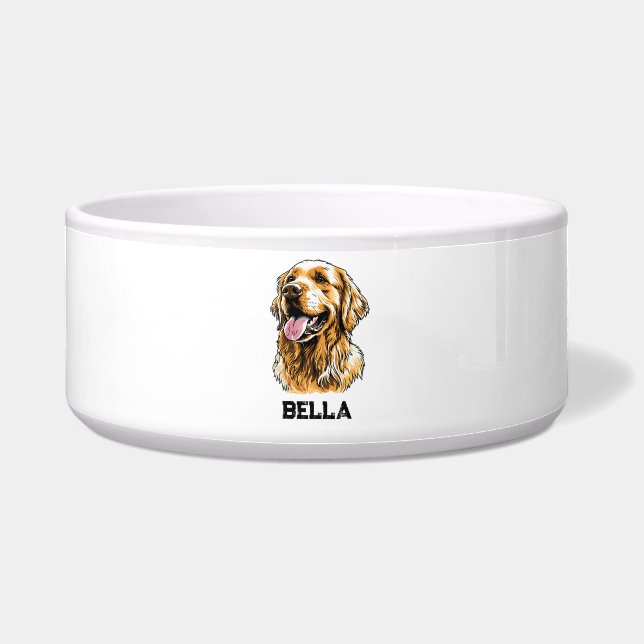 Écuelle Custom Name Golden Retriever Dog Portrait Funny  (Devant)