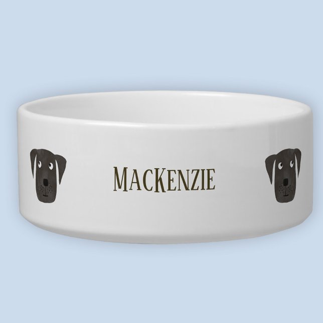 Écuelle Cute Black Labrador Retriever Chien Nom personnali (Fun Black Labrador Retriever Dog personalized name pet bowl)