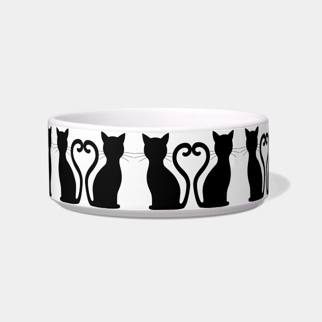 Écuelle Cute Chat Noir Silhouette Fun Noir et Blanc (Droite)