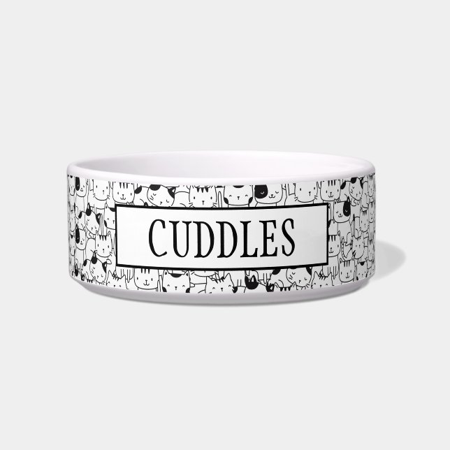 Écuelle Cute Chats Noir Et Blanc Personnalisé (Devant)