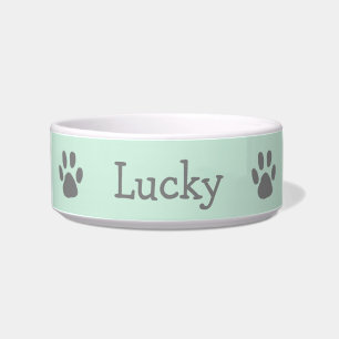 Écuelle Cute Pastel Mint vert et gris Empreinte de patte a