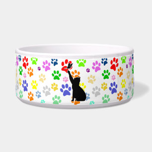 Écuelle Cute Paw Motif et Chat Chasing un papillon