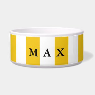 Écuelle Cuvette chic moderne de chien de rayures jaunes et