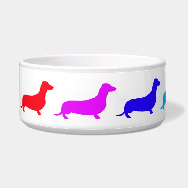 Écuelle Cuvette d'animal familier de teckel d'arc-en-ciel (Gauche)