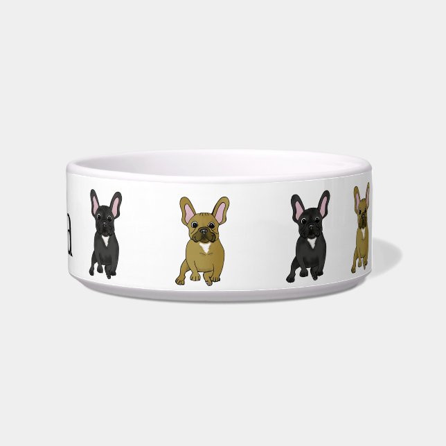 Écuelle Cuvette de chien de bouledogue français avec le (Droite)