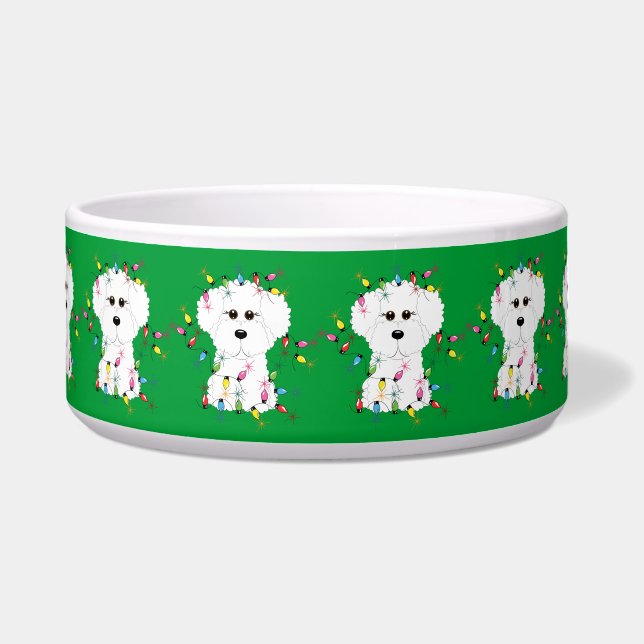Écuelle Cuvette de chien de Noël de Bichon Frise (Devant)