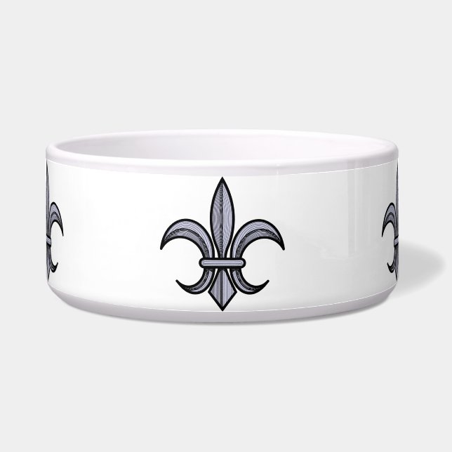 Écuelle Cuvette de l'animal familier Fleur-De-Lis (argent) (Devant)