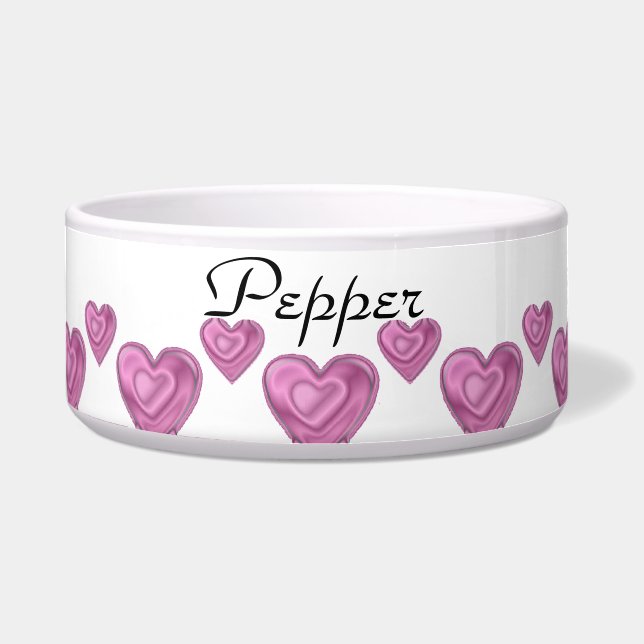 Écuelle Cuvette faite sur commande de chien de coeurs de (Devant)