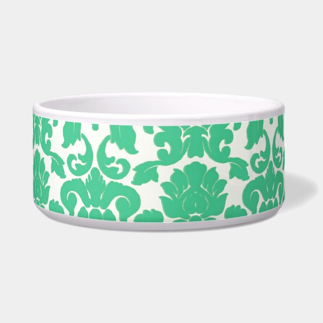 Écuelle Cuvette florale verte de chien de damassé (Devant)
