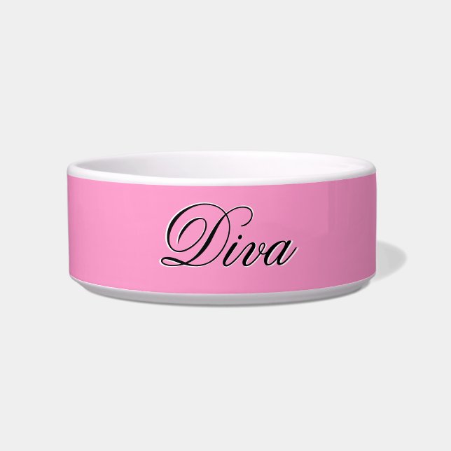 Écuelle Cuvette personnalisable d'animal familier de diva (Devant)