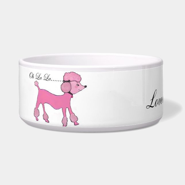 Écuelle Cuvette rose d'animal familier de caniche (Gauche)