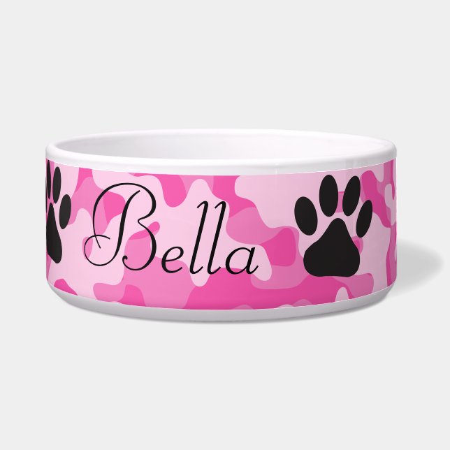 Écuelle Cuvette rose de chien d'empreinte de patte de (Devant)