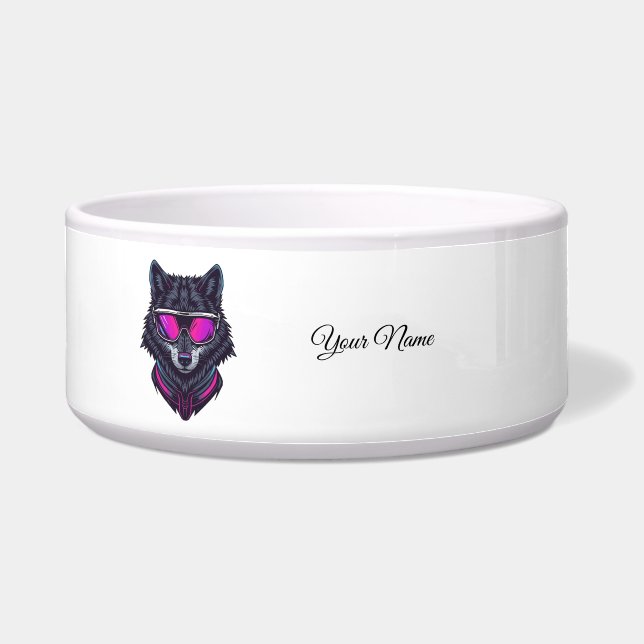 Écuelle Cyberpunk Wolf Neon Art Personalizable Name Mug -  (Devant)