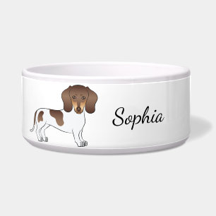 Écuelle Dachshund à poil court chocolat et tan pied & Nom