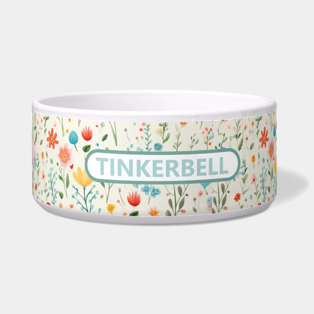 Écuelle Dainty Fleurs Sauvages Céramique Pet Bowl (Devant)