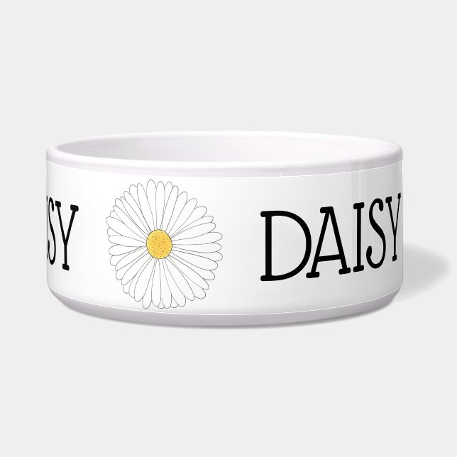 Écuelle Daisy Personnalisé Chien Blanc Jaune Fleur de marg (Droite)