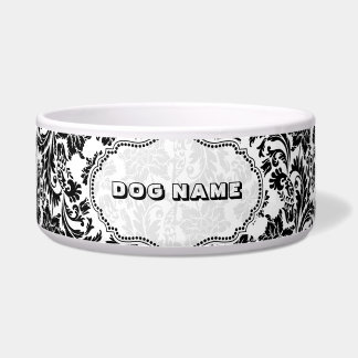 Écuelle Damas florales noires et blanches 4 monogrammes