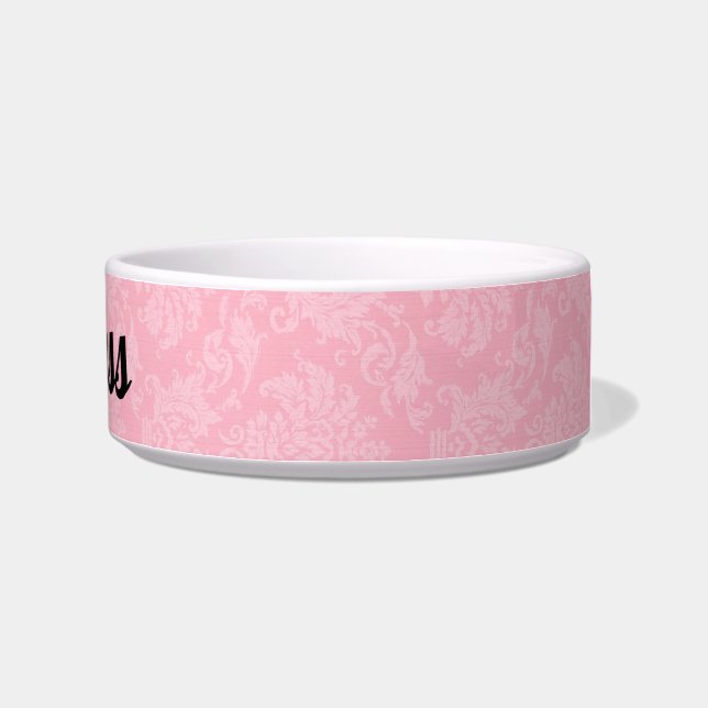 Écuelle Damas rose avec le nom de l'animal (Droite)
