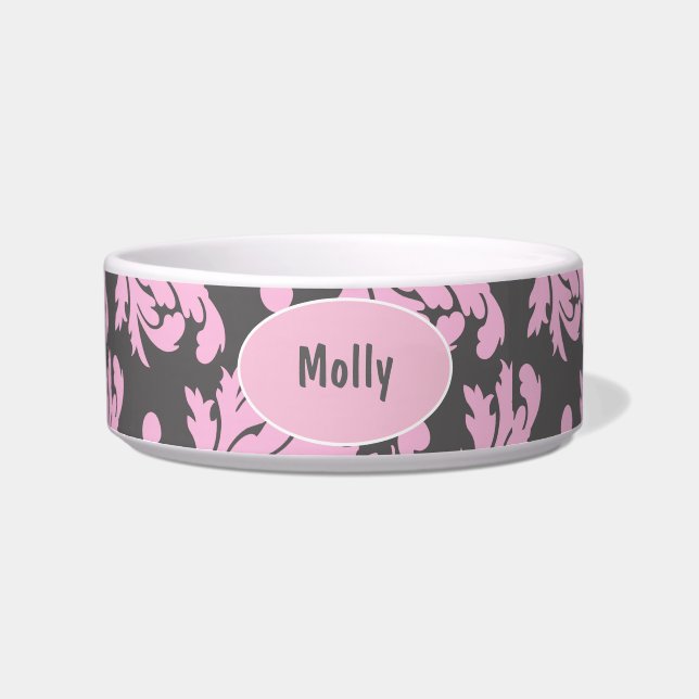 Écuelle Damassé de cuvette de chat de monogramme (Devant)