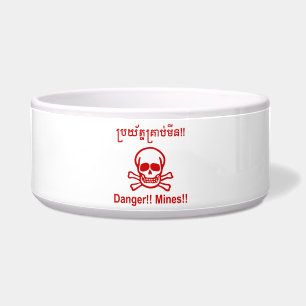 Écuelle Danger ! ! Les mines ! ! SYMBOLE ☠ Cambodgien Khme