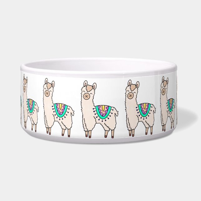 Écuelle dessin animé de llama alpaga souriant (Devant)