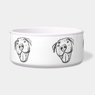 Écuelle dessin pitbull simple amoureux des chiens noir bla