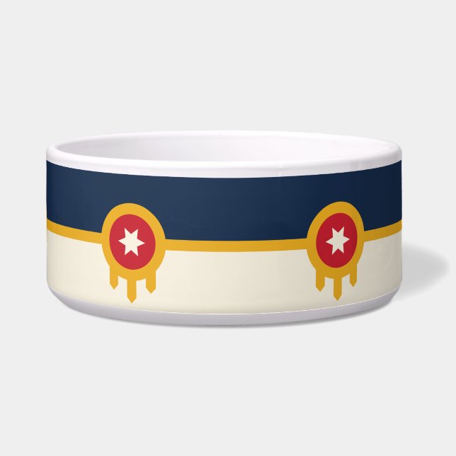 Écuelle Drapeau de la ville de Tulsa sur le bol pour anima (Devant)
