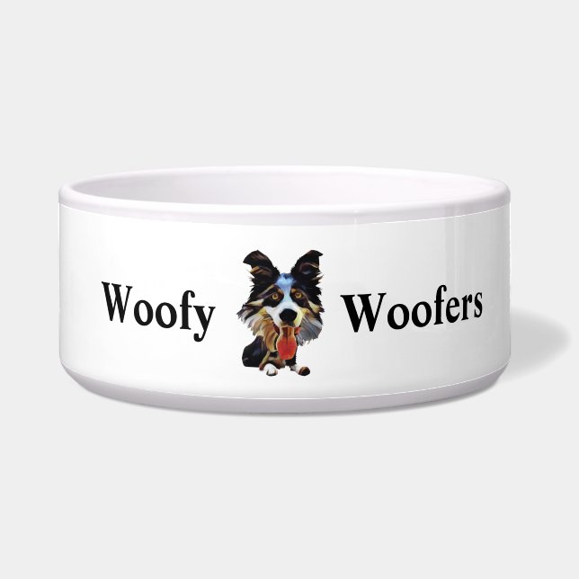 Écuelle Drôle Cartoon Art Frontière Collie Dog Bowl (Devant)