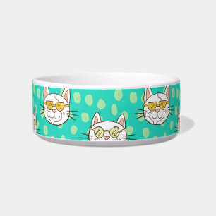 Écuelle Drôle chat de dessin portant des lunettes de solei