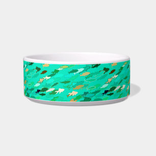 Écuelle École de Poisson, Aqua, Vert et Or