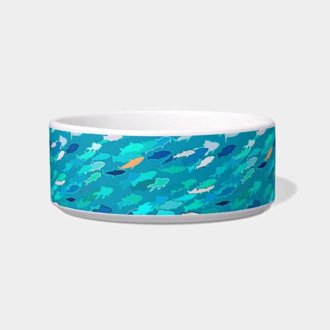 Écuelle École de Poissons, Turquoise, Bleu et Aqua (Gauche)