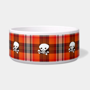 Écuelle écossais crâne goth plaid chat nourriture bol
