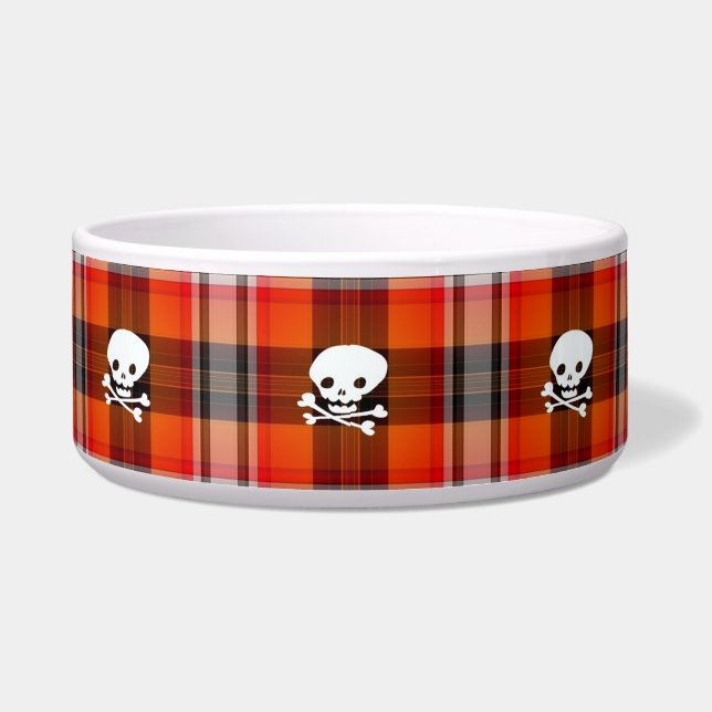 Écuelle écossais crâne goth plaid chat nourriture bol (Devant)