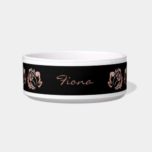 Écuelle Elégant Black Rose Gold Embossé Rose Dog Bowl